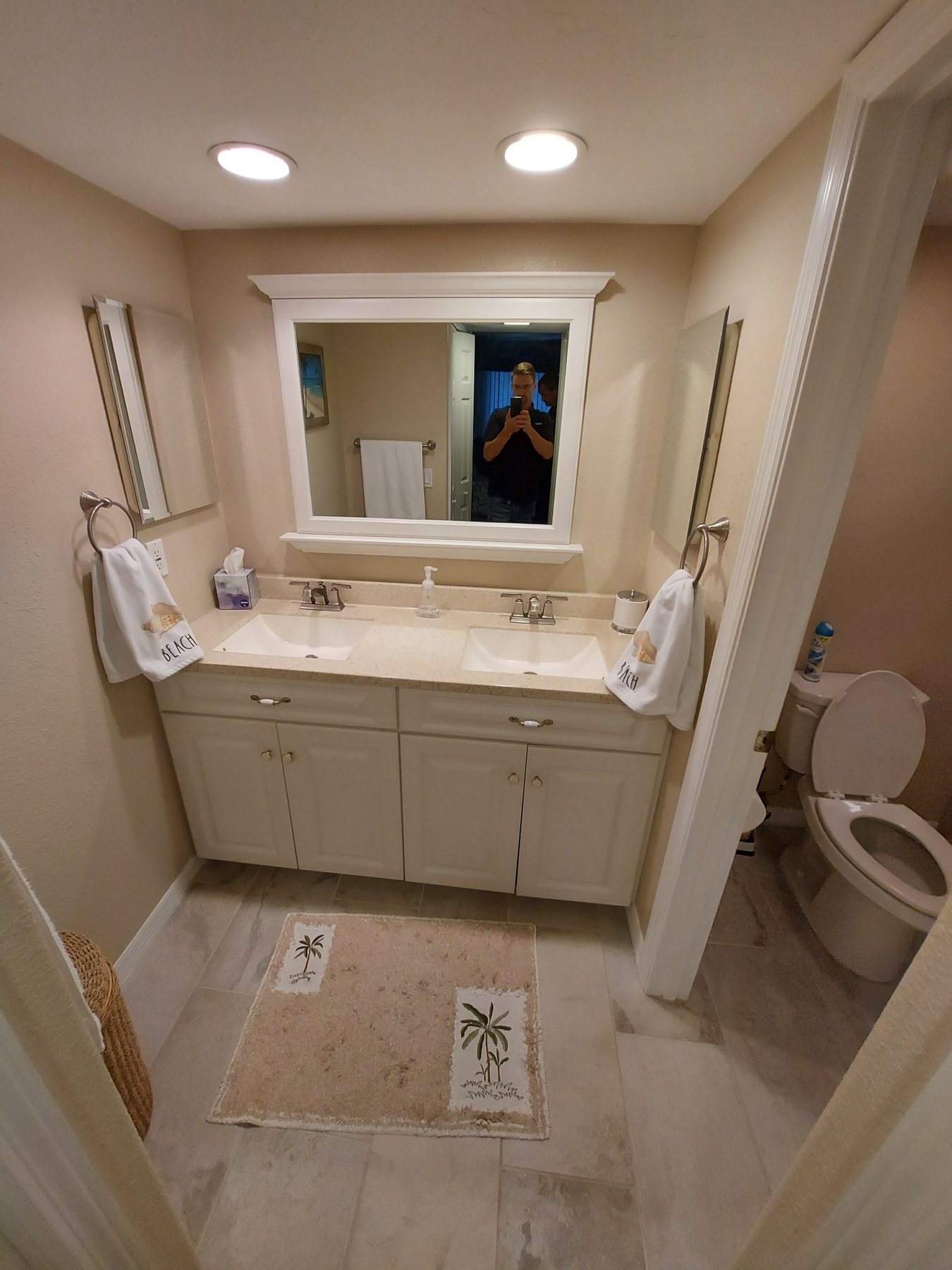 Original second bathroom vanity before renovation